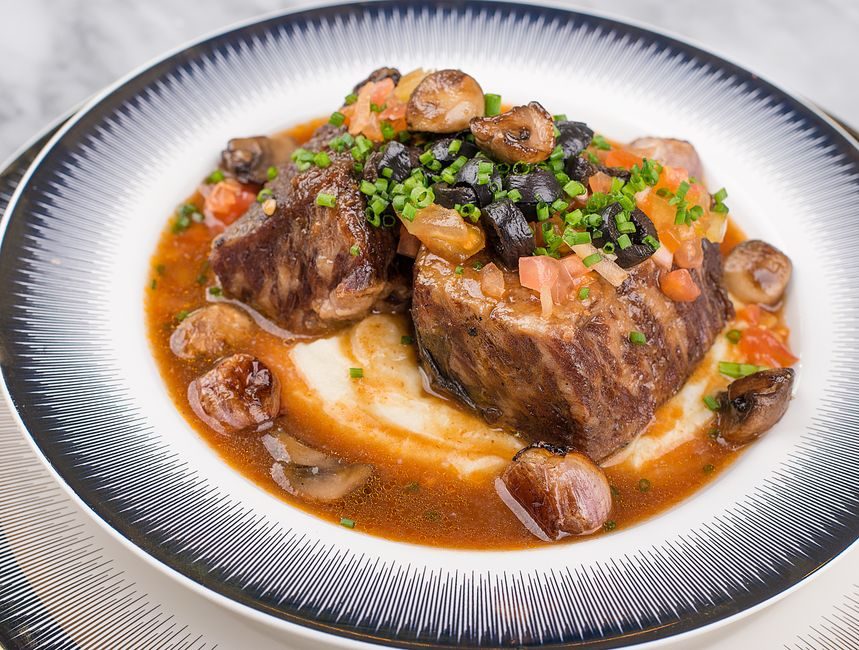 Dutch Oven Braised Short Ribs with Mushrooms and Red Wine