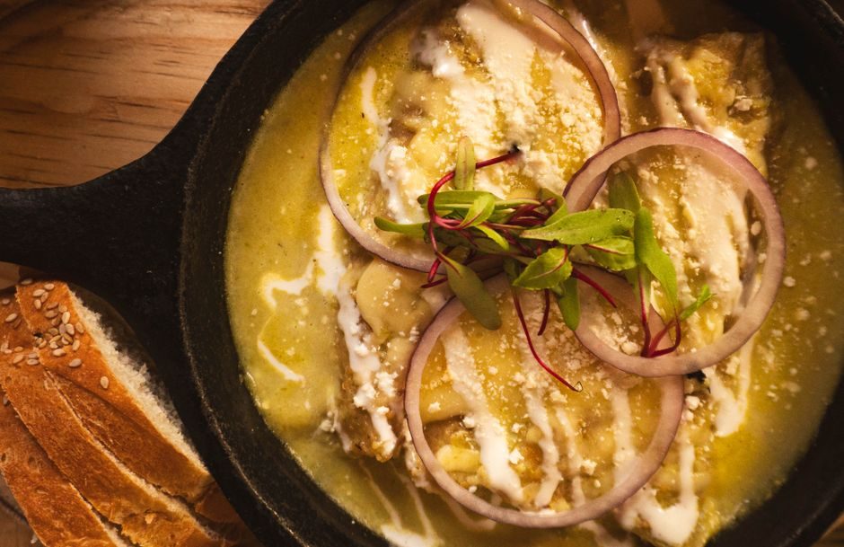 Skillet Chicken Enchiladas Suizas